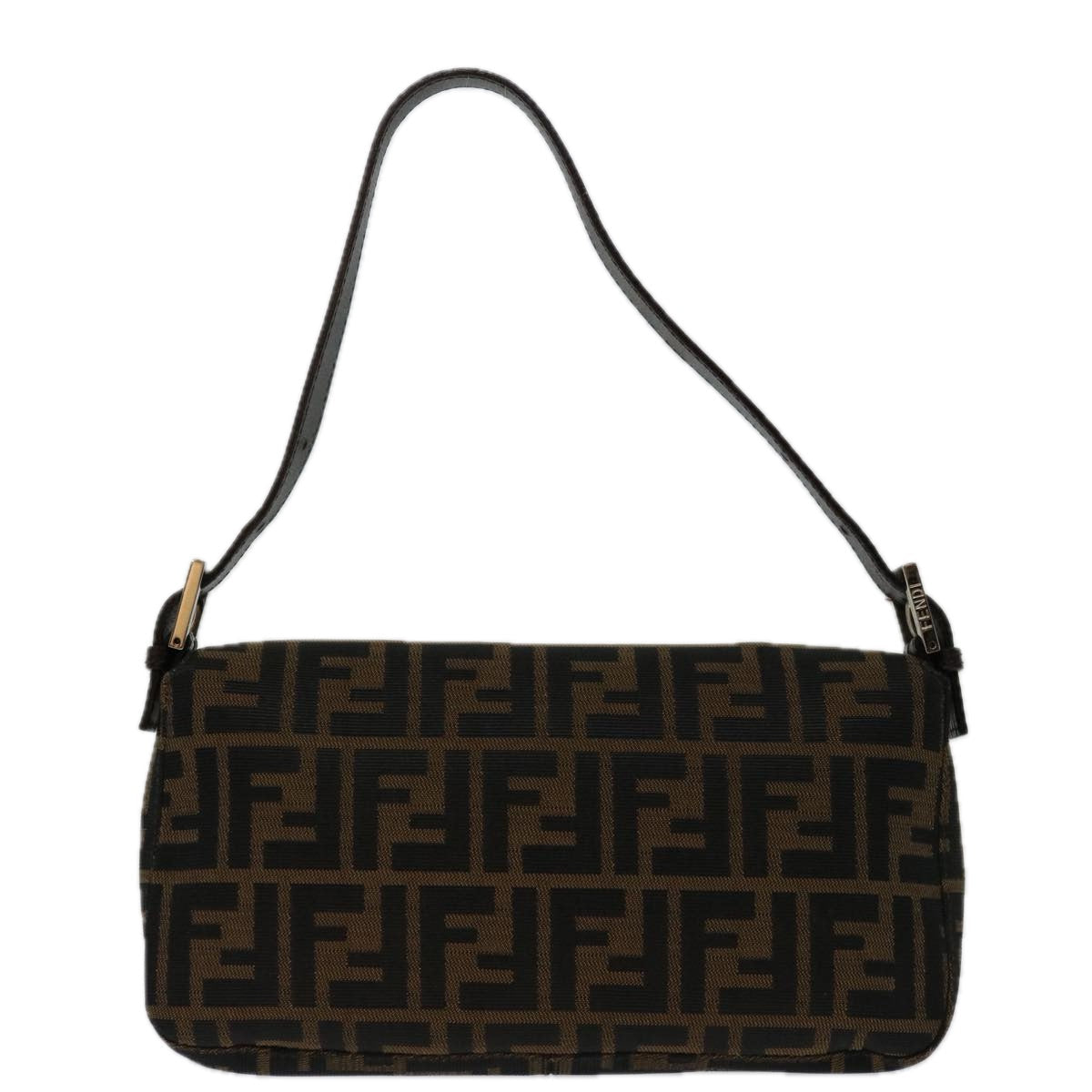 Luxury FendiZucca Canvas Mamma Baguette Shoulder Bag Black Brown68938A