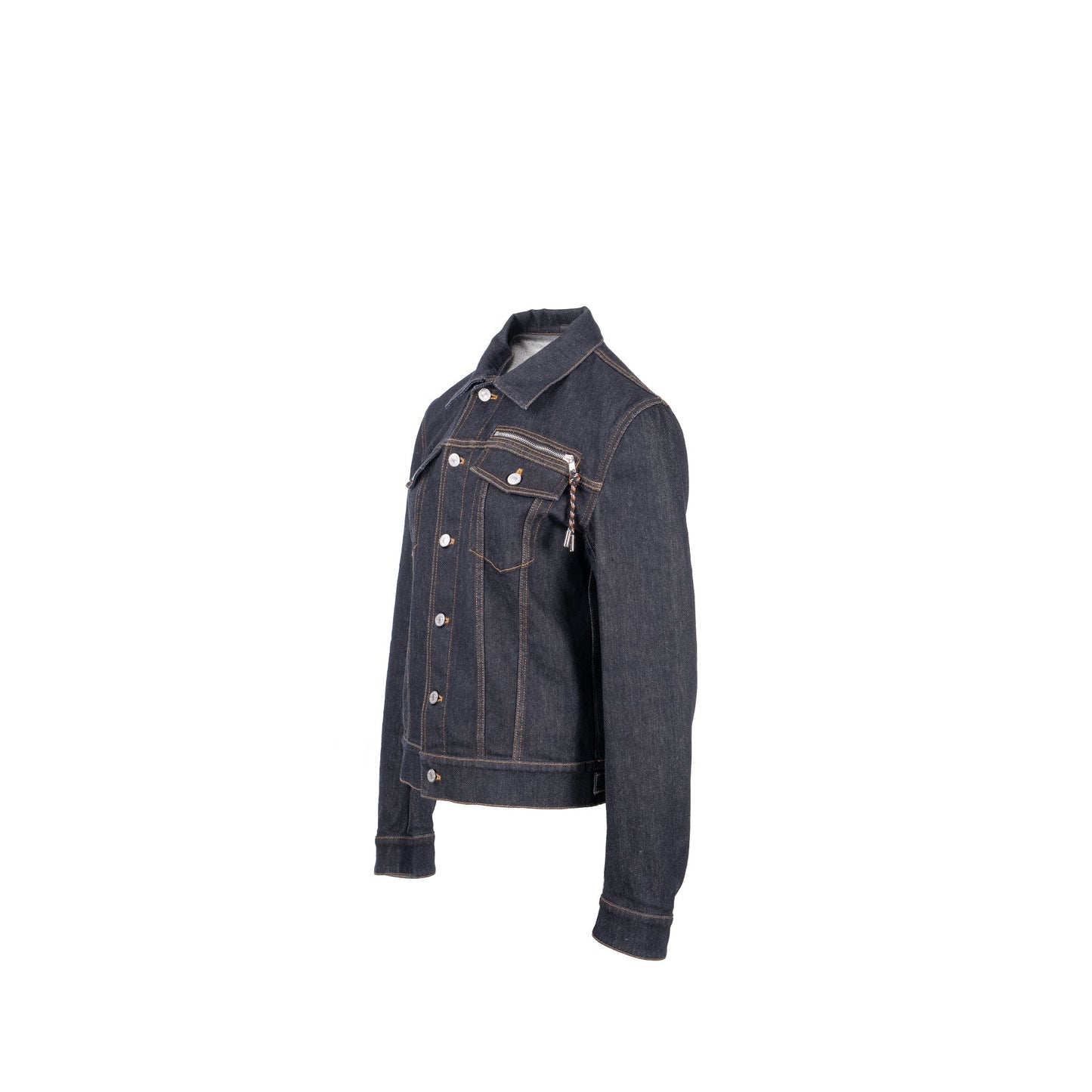Luxury Dior HOMME Size 50 Rope Zipper Pull Pocketed Jacket Cotton Dark Indigo Blue Denim