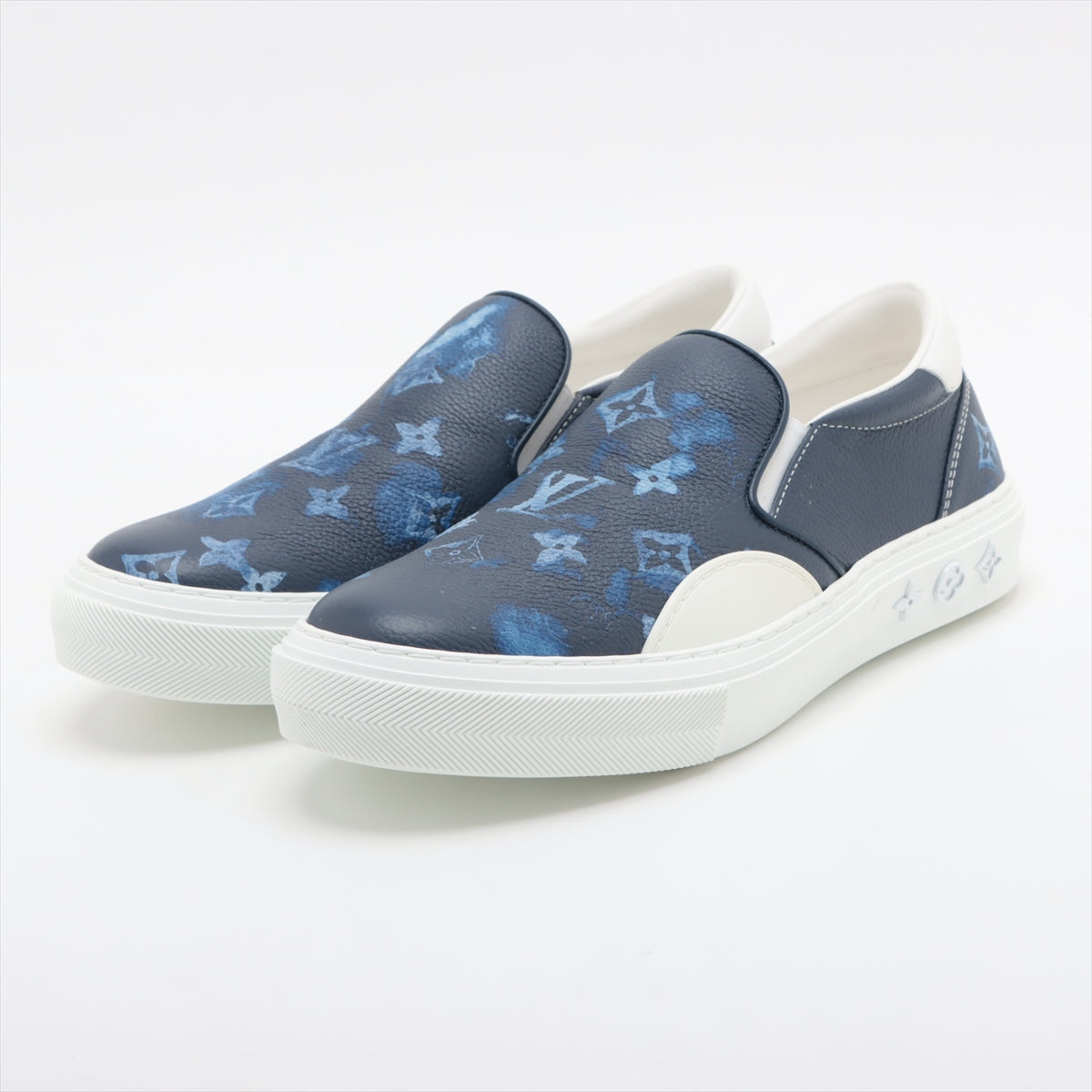 Louis Vuitton LV Original Line 21 Year PVC  Leather Slippon 5  Navyx × White LD0211 Monogram Insole Marked Family Selling Goods