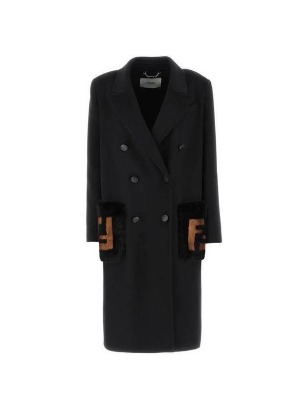Luxury Fendi Women's Wool Double Coat Black