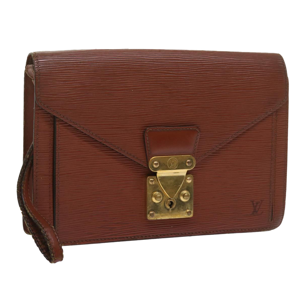LOUIS VUITTON Epi Serie Dragonne Hand Bag Brown M52618 LV 69003