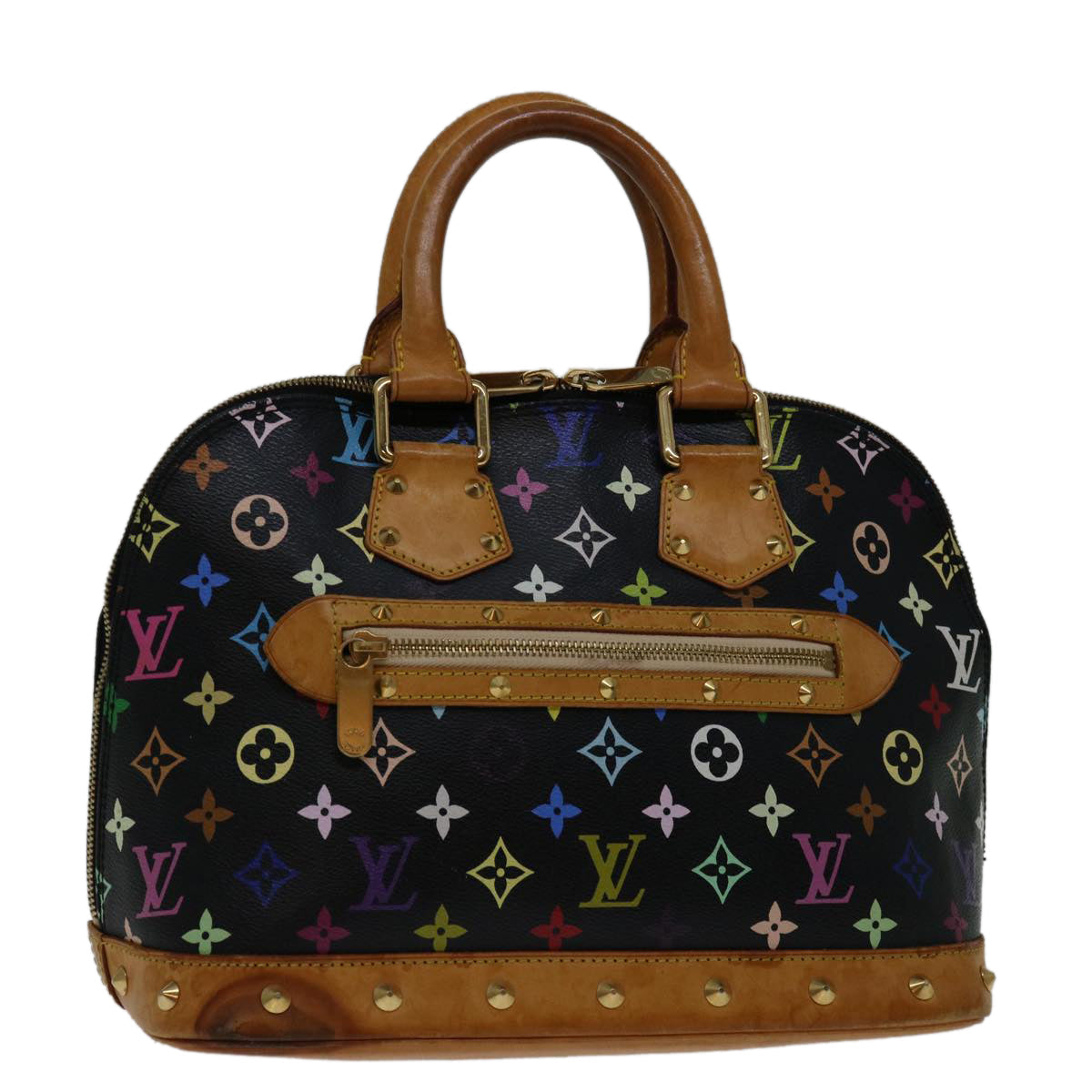 LOUIS VUITTON Monogram Multicolor Alma Hand Bag Black M92646 LV 69013
