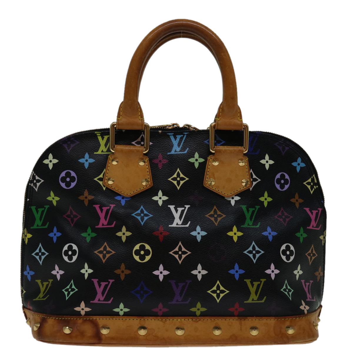 LOUIS VUITTON Monogram Multicolor Alma Hand Bag Black M92646 LV 69013