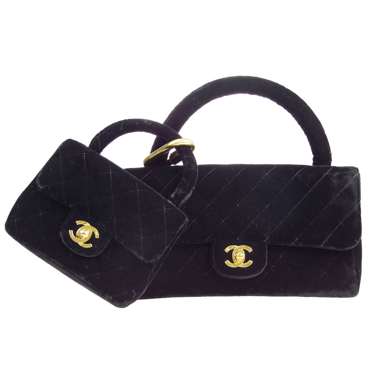 Luxury Chanel * 1994 Classic Flap Handbag Set Velvet