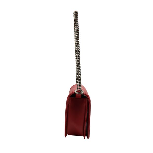 Luxury Chanel Dark Red Ruthenium Finish Hardware Boy Bag