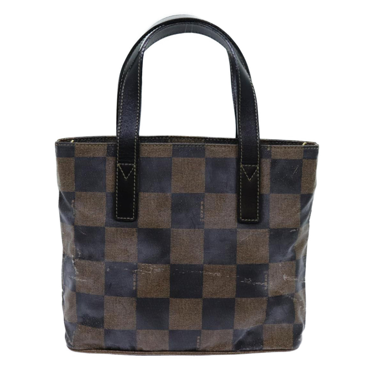 Luxury Fendi Pecan Canvas Hand Bag 2way Brown Black69215
