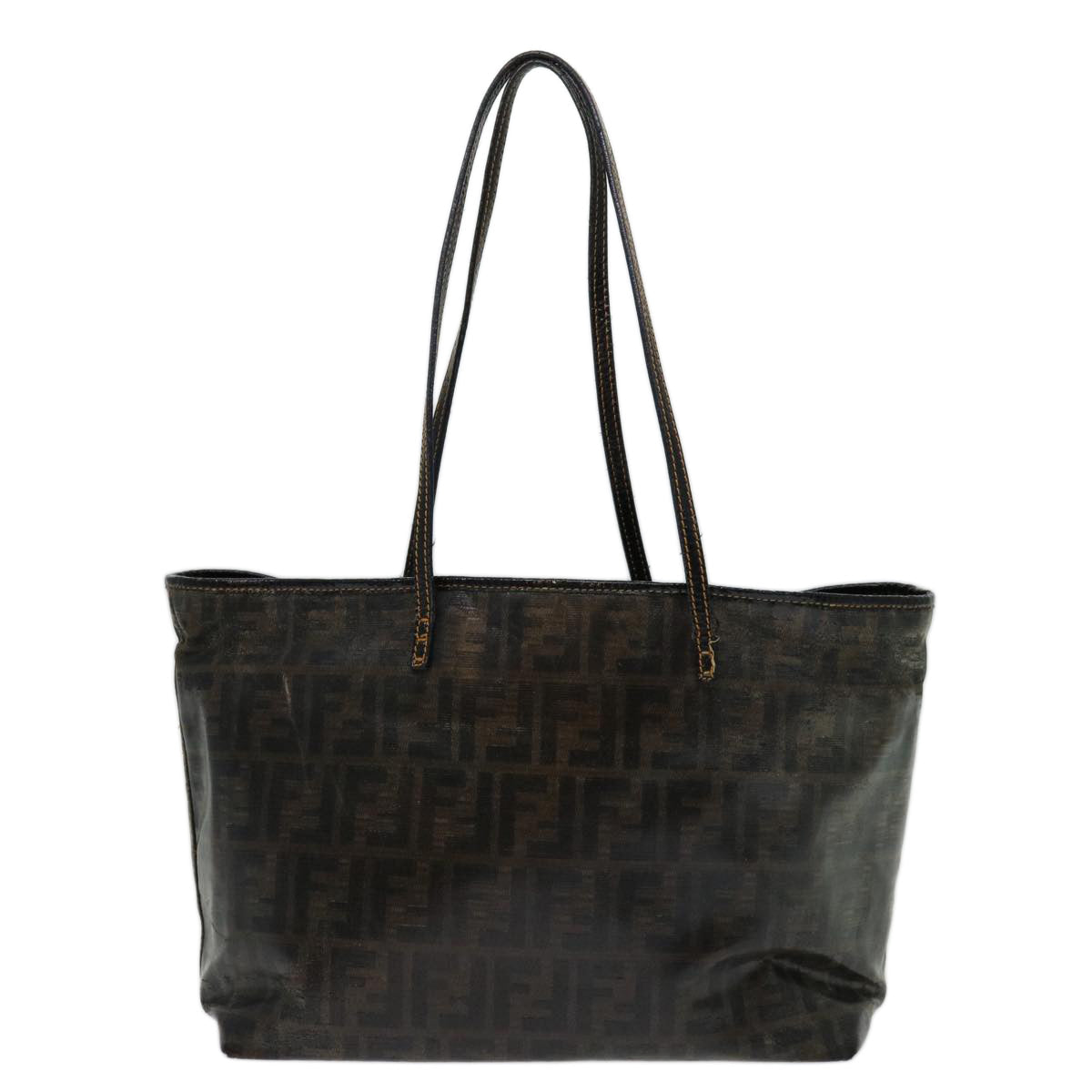Luxury FendiZucca Canvas Tote Bag Black Brown69237