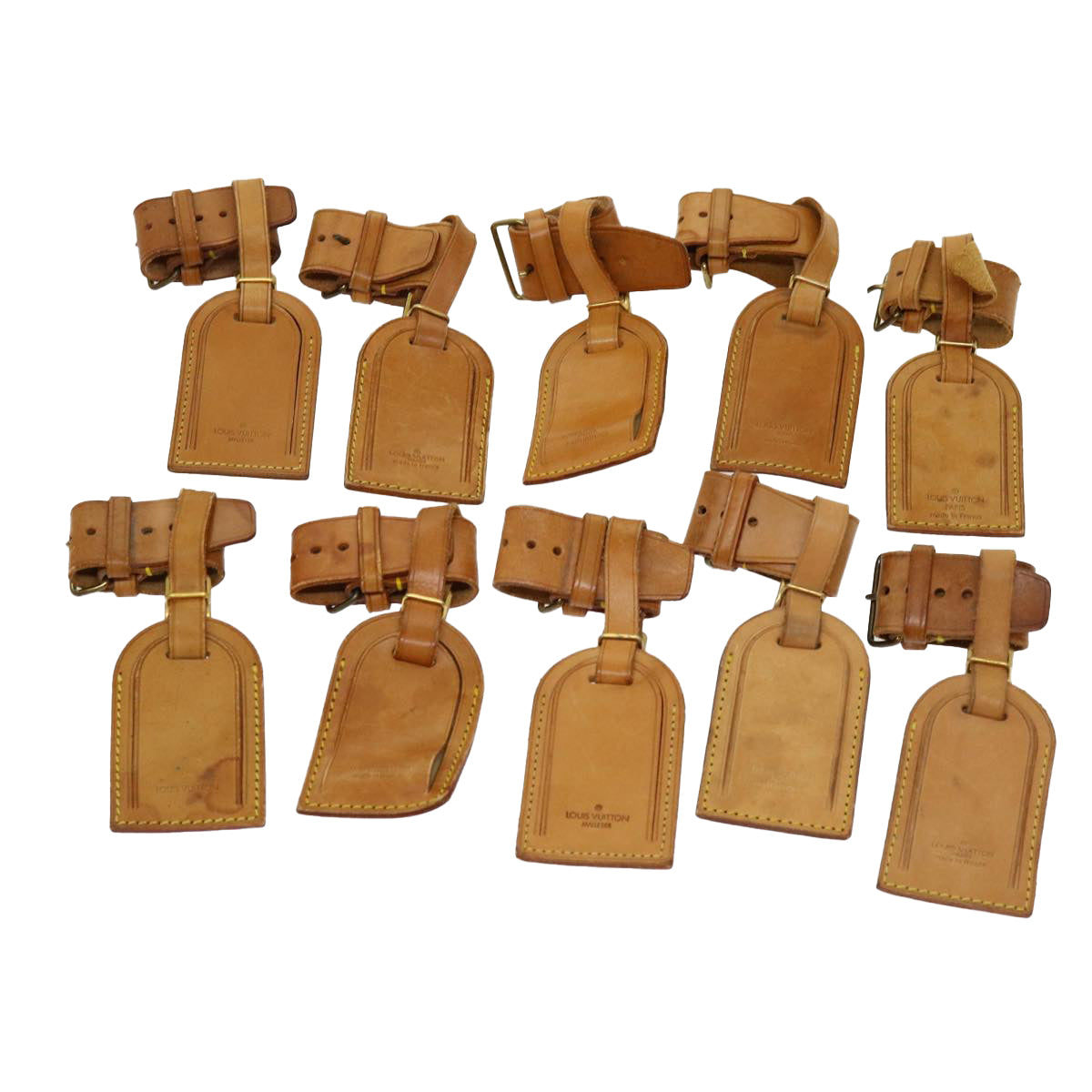 LOUIS VUITTON Powanie Name Tag Leather 10set Beige LV 69255