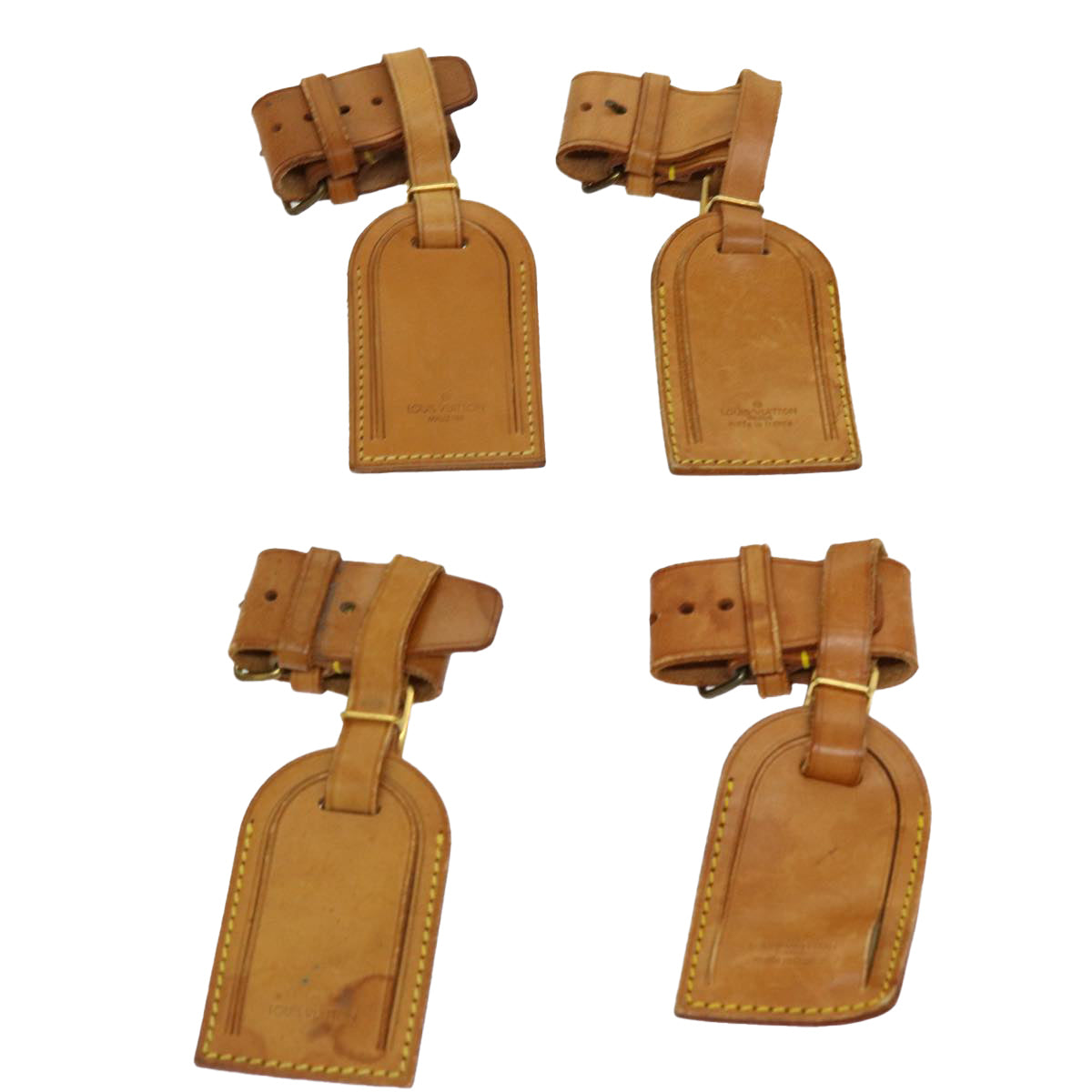 LOUIS VUITTON Powanie Name Tag Leather 10set Beige LV 69255