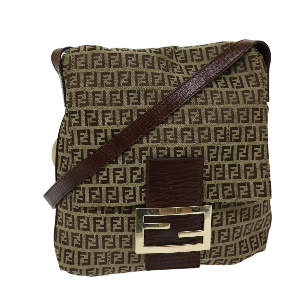 Luxury FendiZucchino Canvas Mammaget Shoulder Bag Beige69329