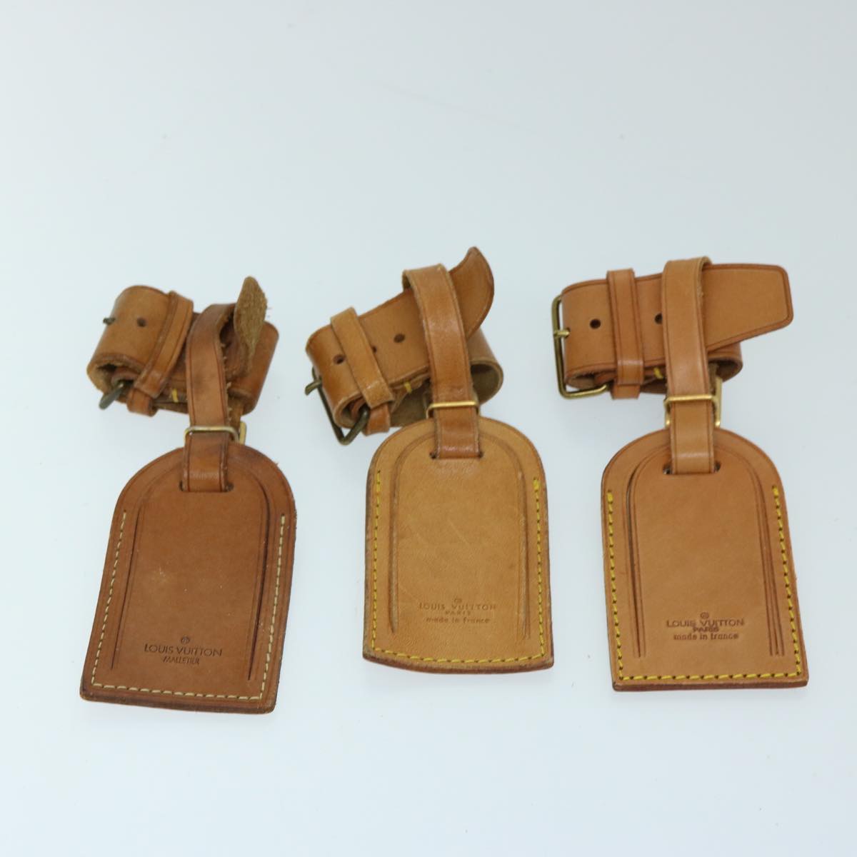 LOUIS VUITTON Powanie Name Tag Leather 10set Beige LV 69386