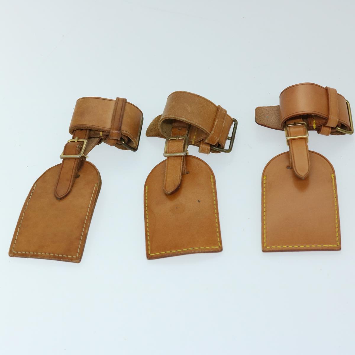 LOUIS VUITTON Powanie Name Tag Leather 10set Beige LV 69386