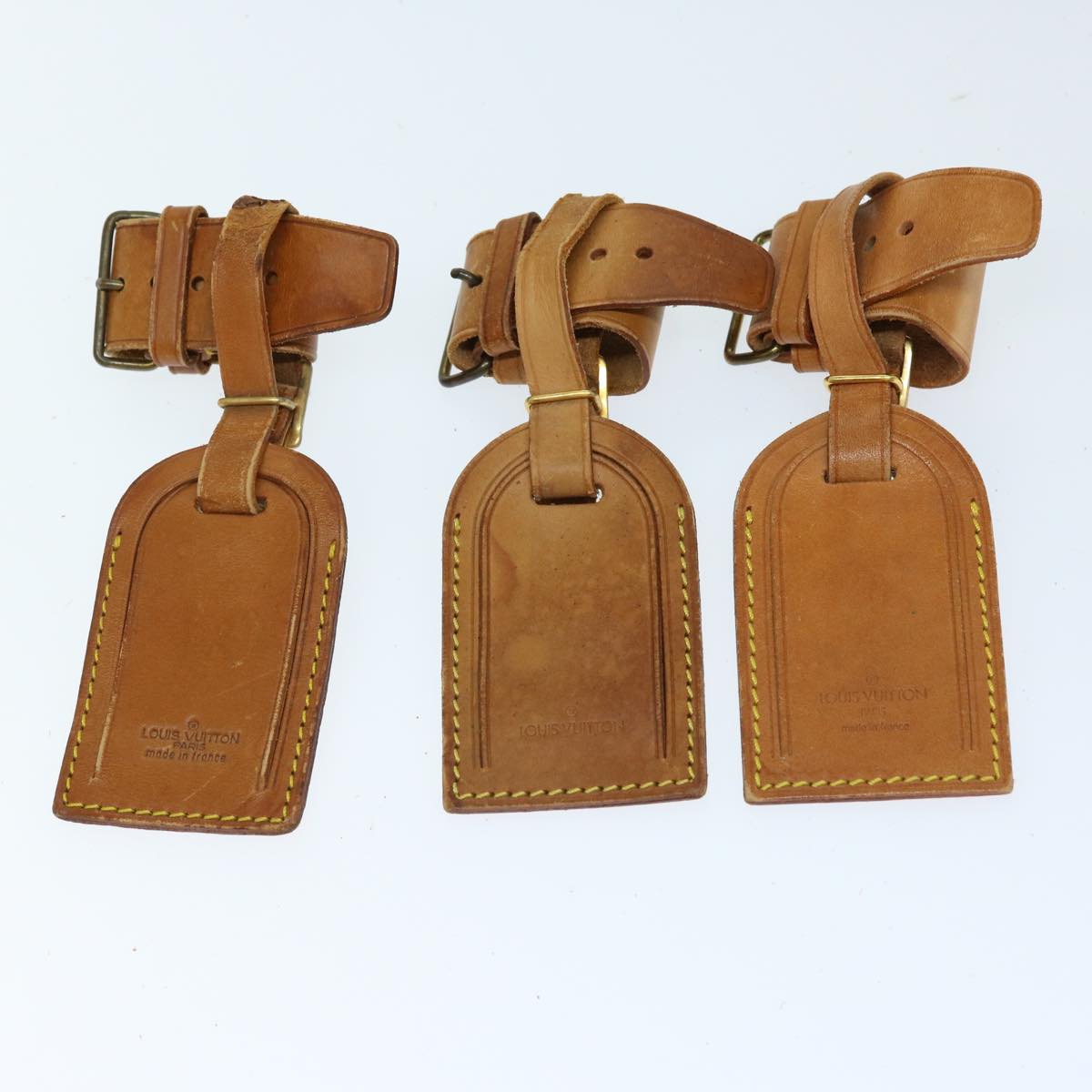 LOUIS VUITTON Powanie Name Tag Leather 10set Beige LV 69386