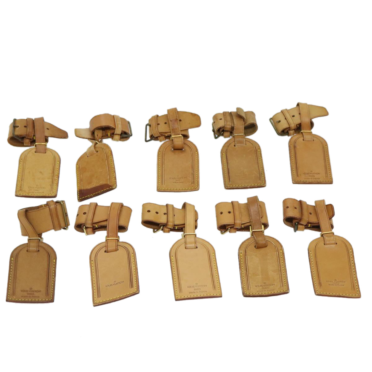 LOUIS VUITTON Powanie Name Tag Leather 10set Beige LV 69387