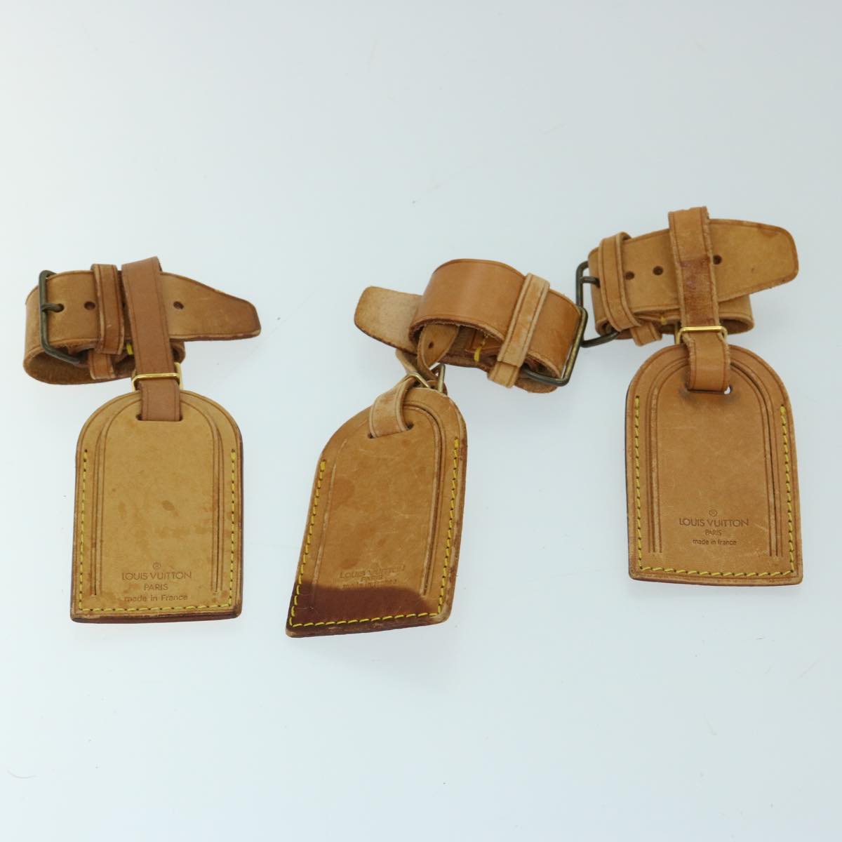 LOUIS VUITTON Powanie Name Tag Leather 10set Beige LV 69387