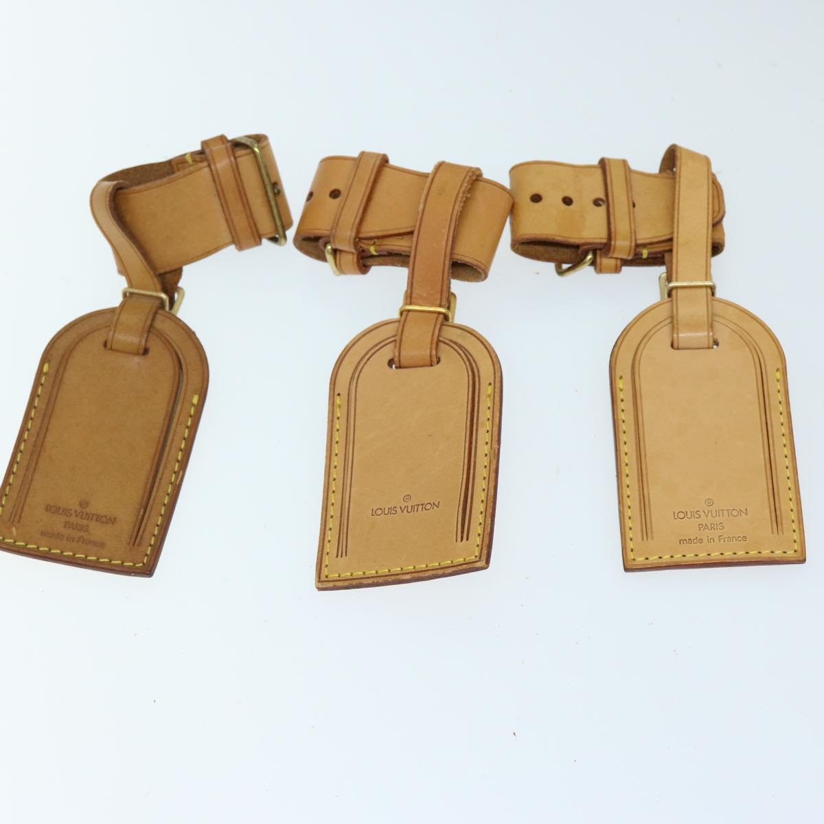 LOUIS VUITTON Powanie Name Tag Leather 10set Beige LV 69387