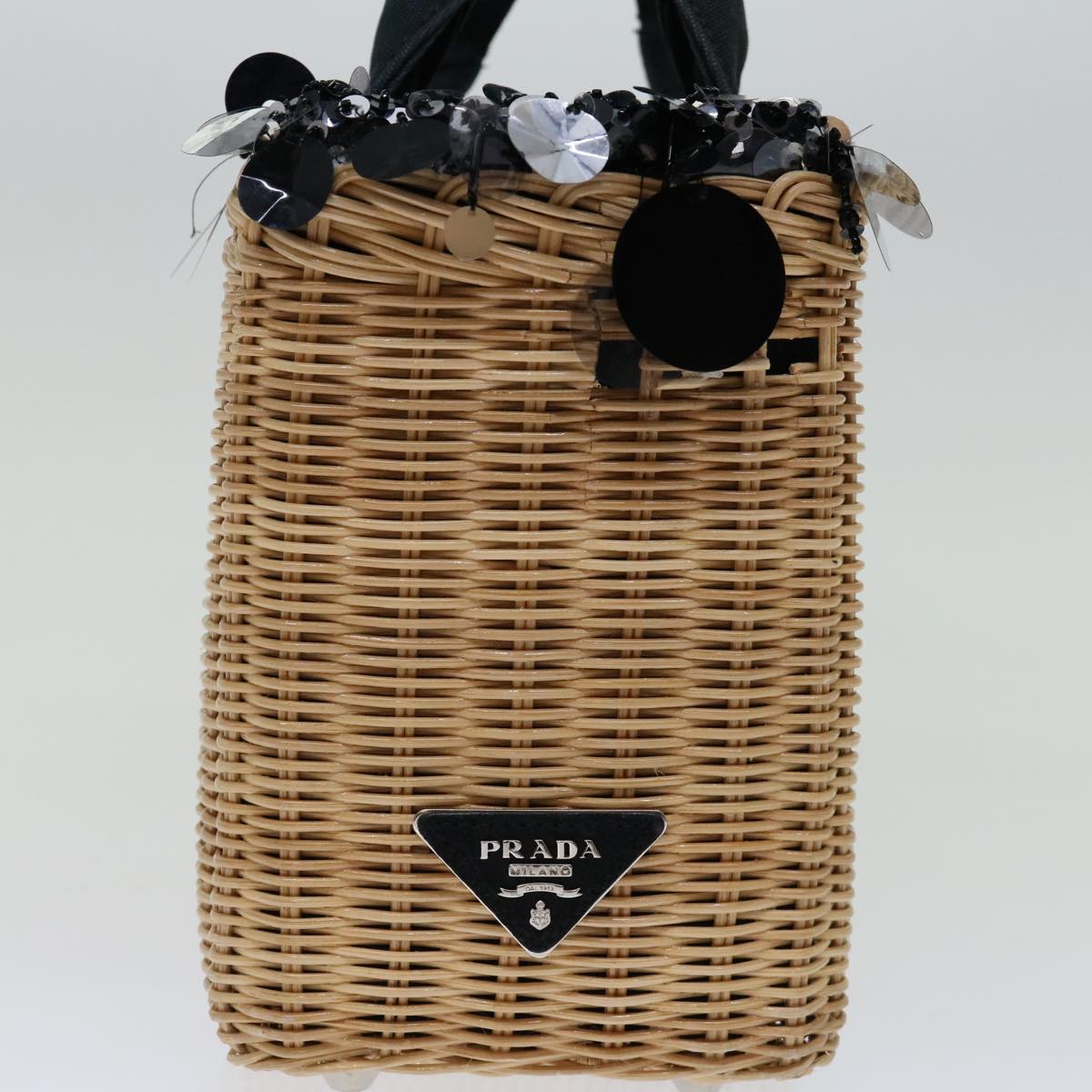 Luxury PradaHand Bag Wicker Beige 69445