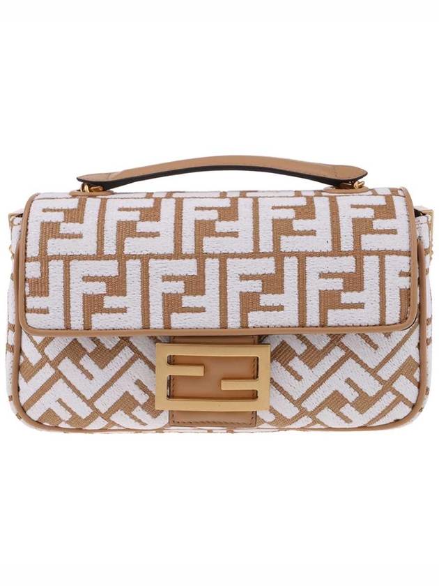 Luxury Fendi Baguette Chain Midi Shoulder Bag Brown