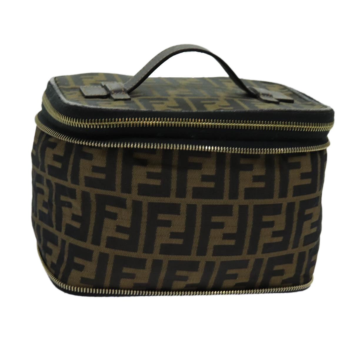 Luxury FendiZucca Canvas Vanity Pouch Brown Black69528