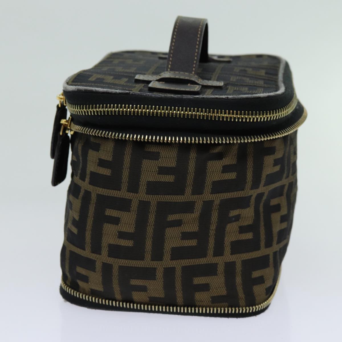 Luxury FendiZucca Canvas Vanity Pouch Brown Black69528