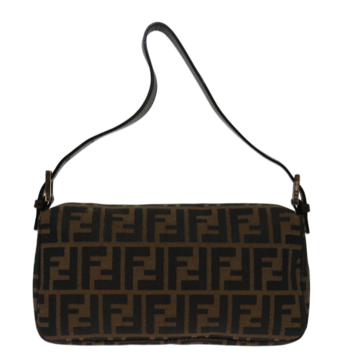 Luxury FendiZucca Canvas Mamma Baguette Shoulder Bag Black Brown69666A