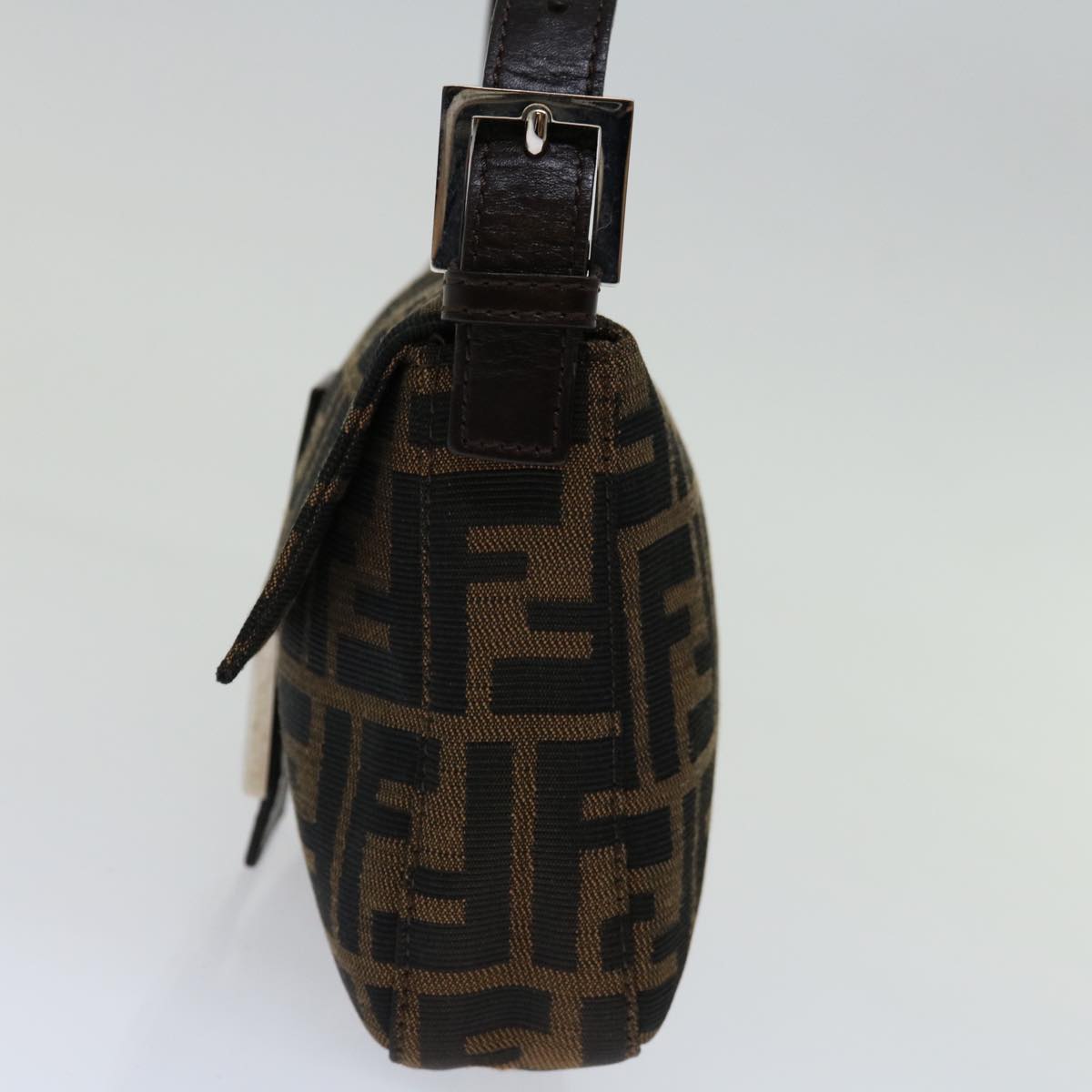 Luxury FendiZucca Canvas Mamma Baguette Shoulder Bag Black Brown69666A
