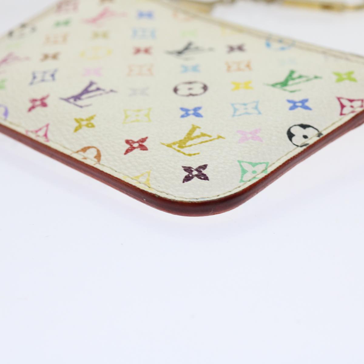 LOUIS VUITTON Multicolor Pochette Cles NM Coin Purse White M93734 LV 69837