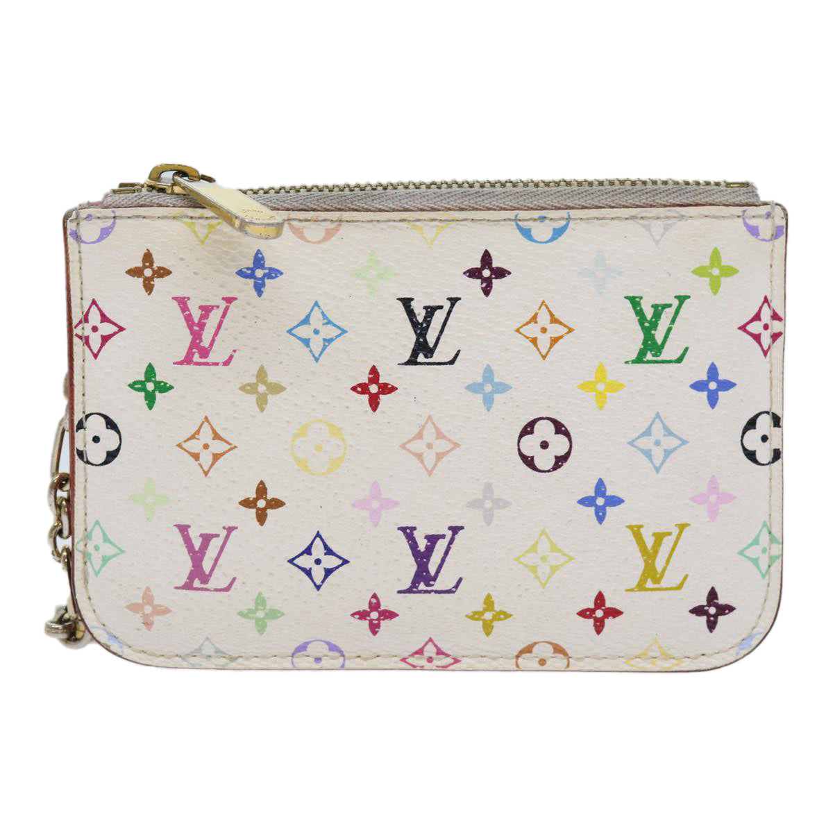 LOUIS VUITTON Multicolor Pochette Cles NM Coin Purse White M93734 LV 69837