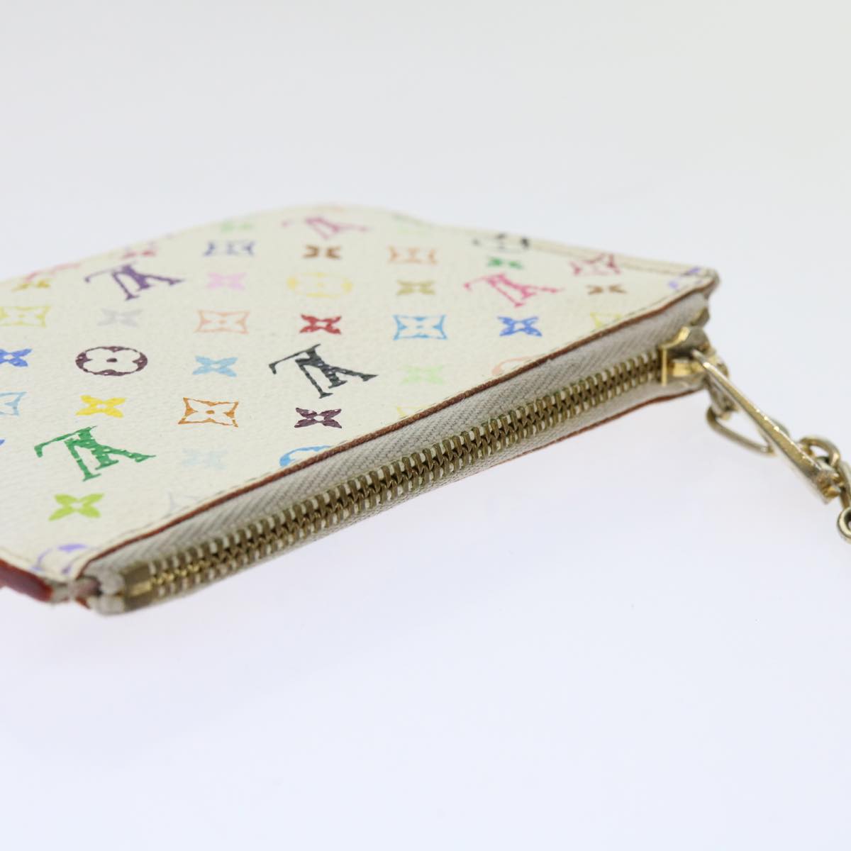 LOUIS VUITTON Multicolor Pochette Cles NM Coin Purse White M93734 LV 69837