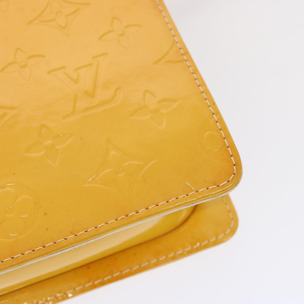 LOUIS VUITTON Monogram Vernis Motto Pouch Lime Yellow M91059 LV 69859