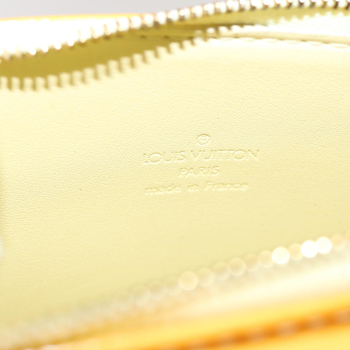 LOUIS VUITTON Monogram Vernis Motto Pouch Lime Yellow M91059 LV 69859