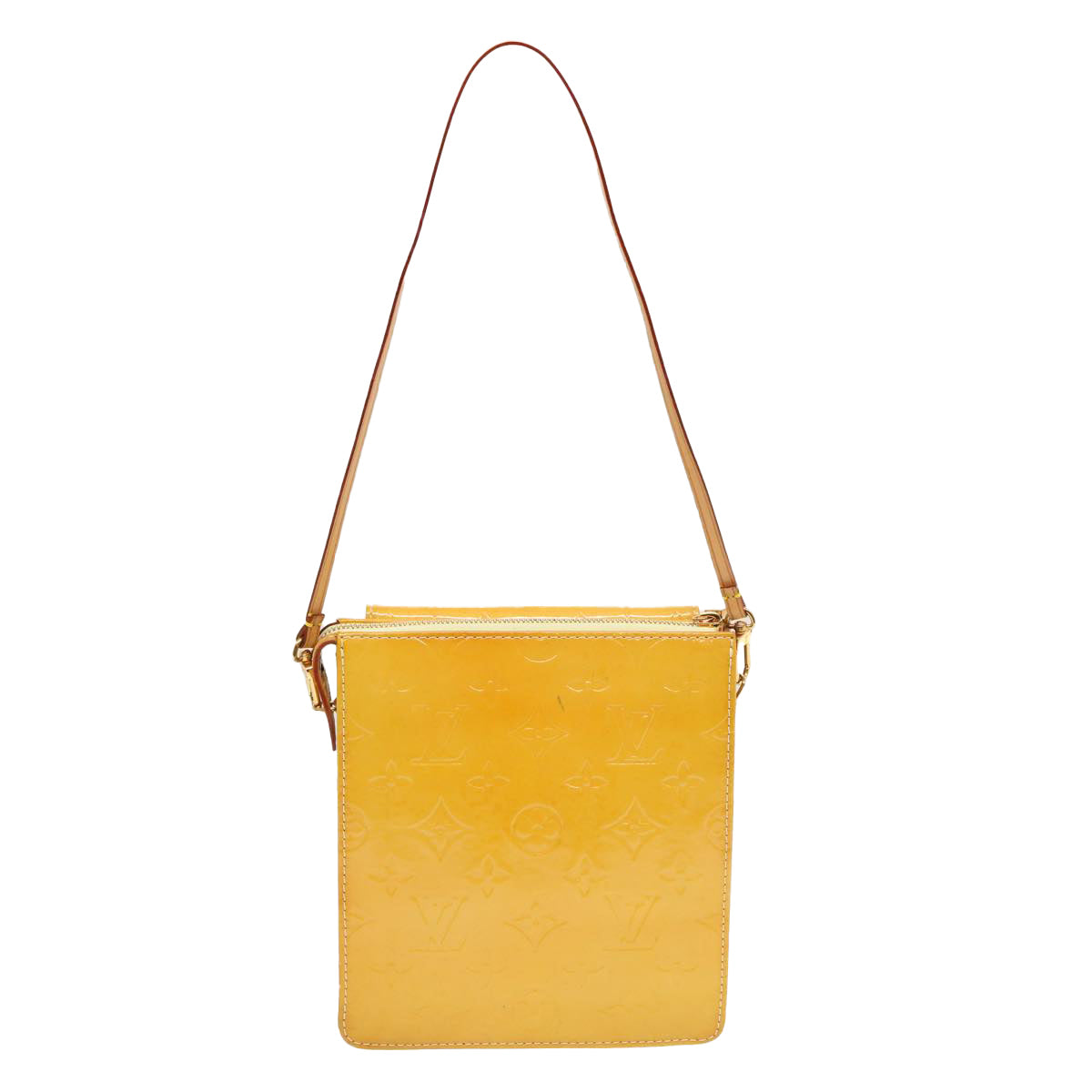 LOUIS VUITTON Monogram Vernis Motto Pouch Lime Yellow M91059 LV 69859
