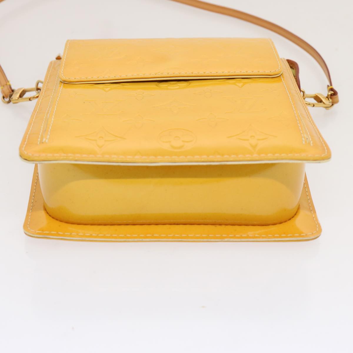 LOUIS VUITTON Monogram Vernis Motto Pouch Lime Yellow M91059 LV 69859