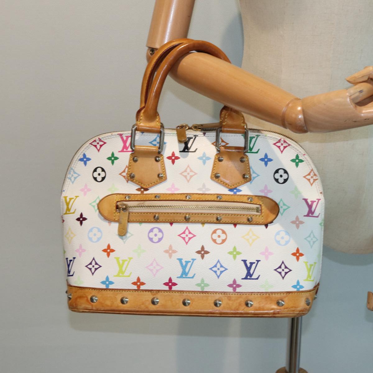 LOUIS VUITTON Monogram Multicolor Alma Hand Bag White M92647 LV 69928