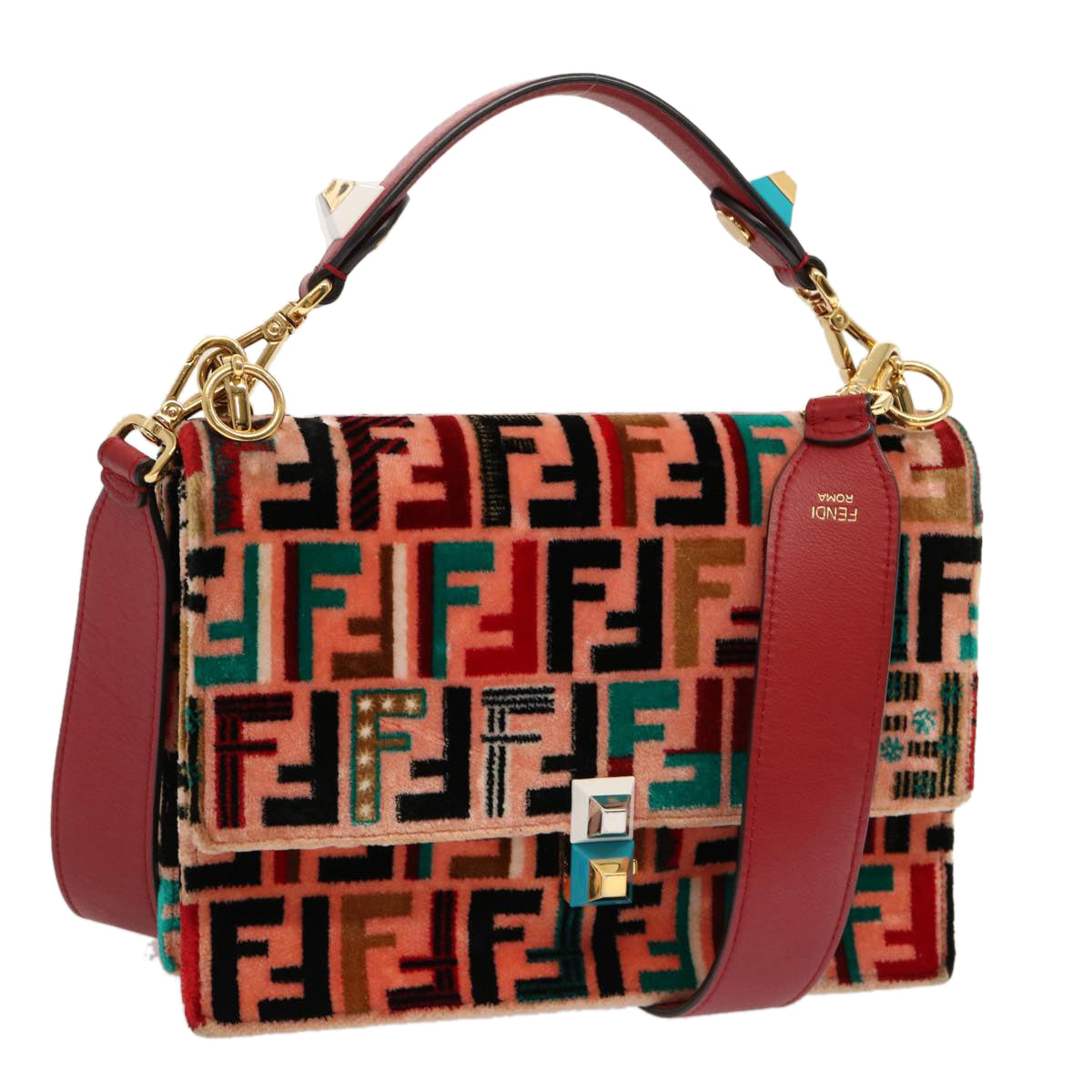 Luxury FendiZucca Canvas Canai Hand Bag 2way Pink Red69973A