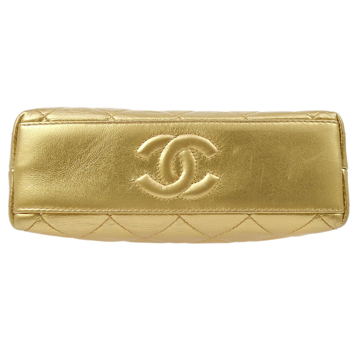 Luxury Chanel 1994-1996 Gold Lambskin SHW Kisslock Shoulder Bag