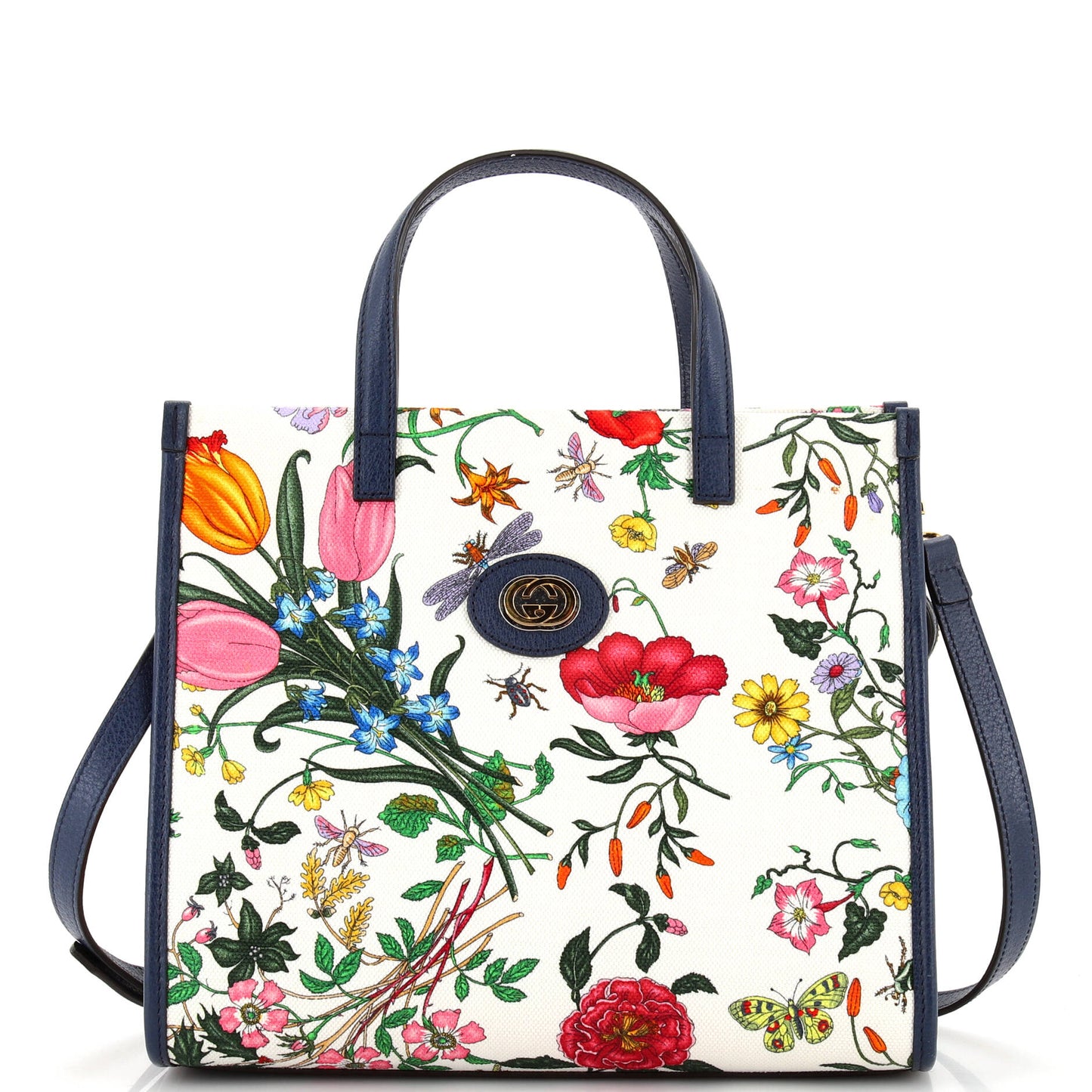 Luxury Gucci Trending 2025 Convertible Tote Flora Canvas Medium