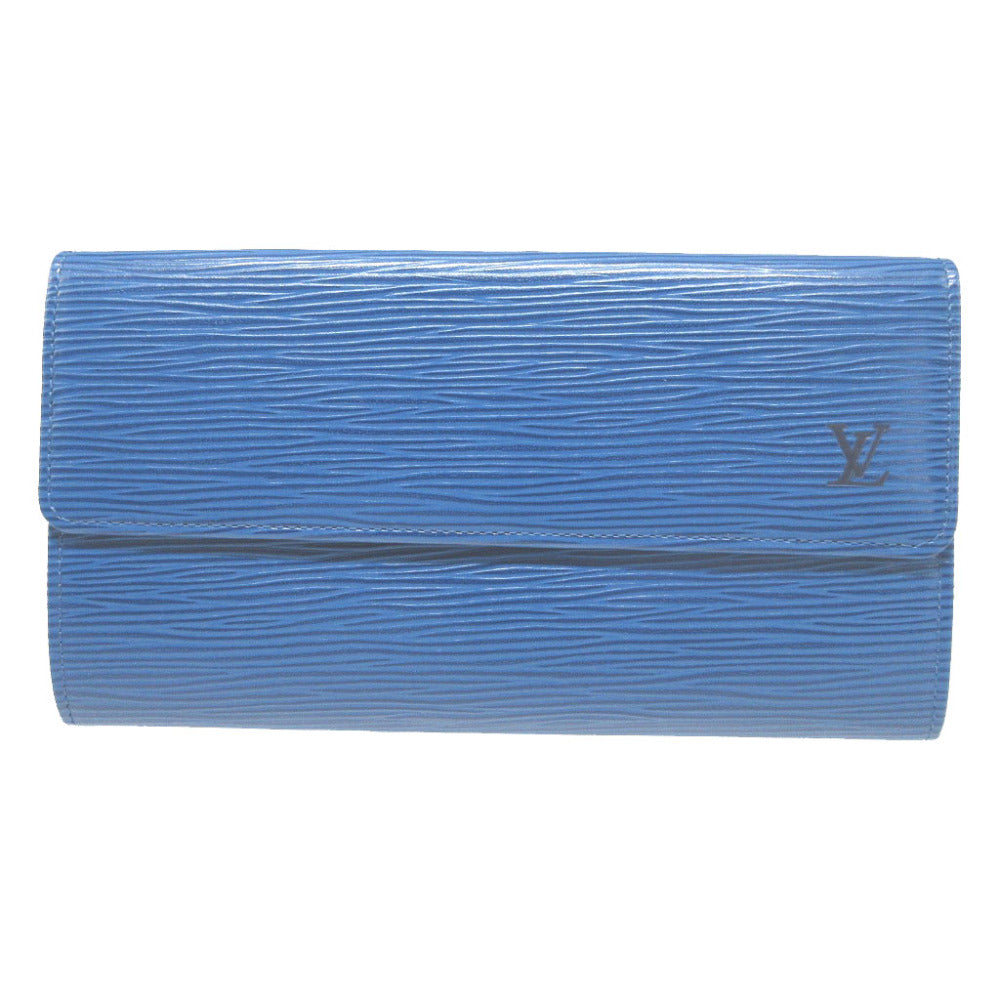 LOUIS VUITTON Long Wallet Purse M63575 Epi Leather Toledo Blue Two fold Epi Pochette Porto Monnet Credit Women()