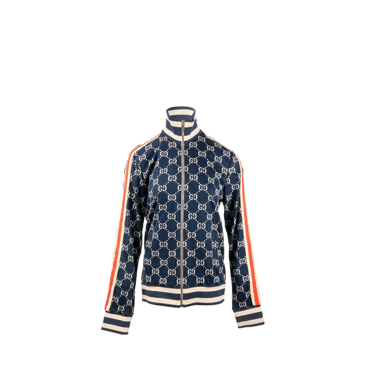 Gucci Size L GG Jacquard Striped Jacket Cotton Multicolour