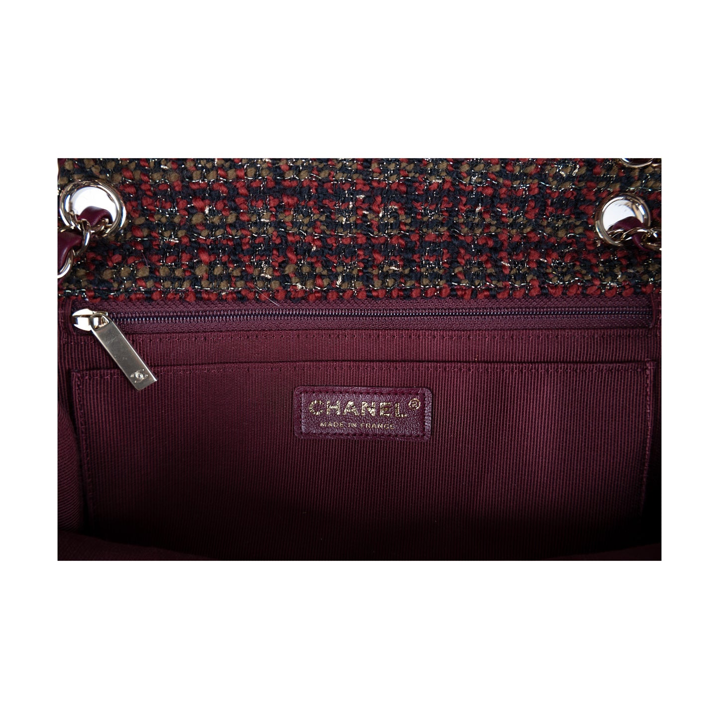 CHANEL Chanel Red Tweed Flap Bag