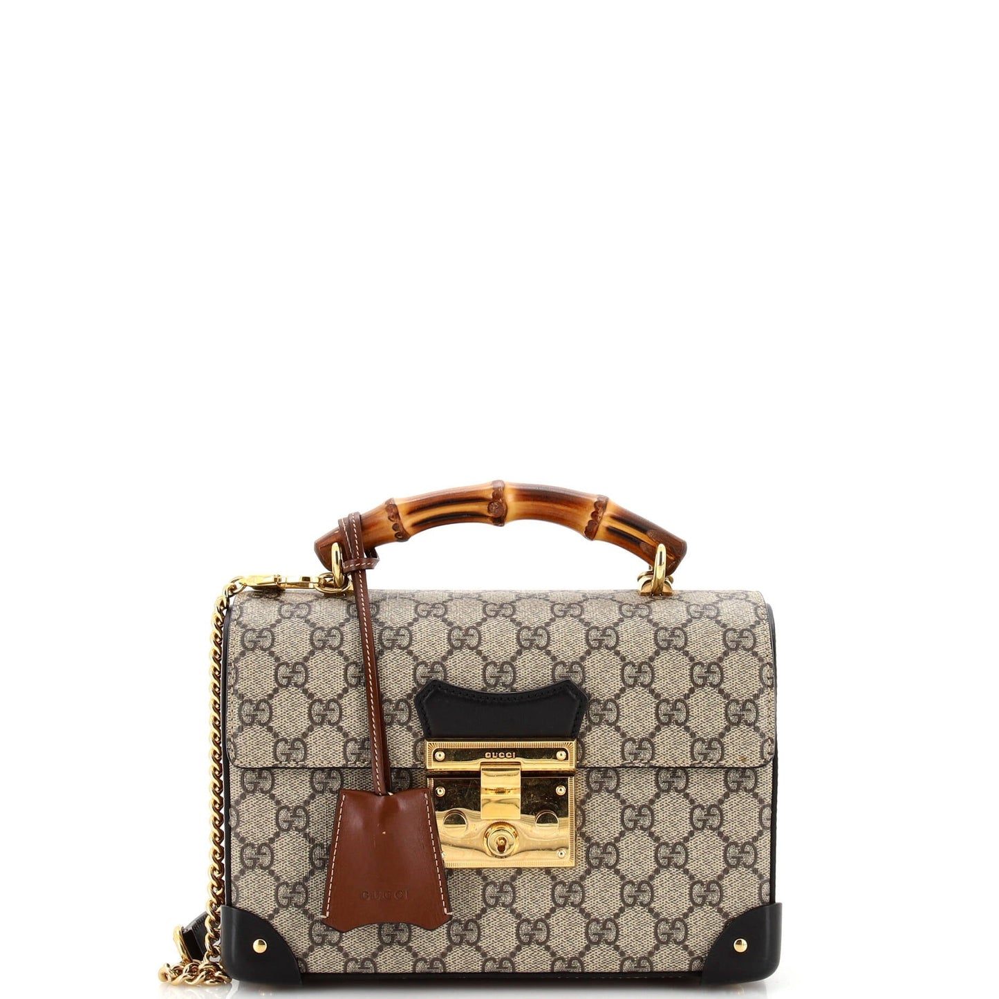 Luxury Gucci Trending 2025 Padlock Bamboo Shoulder Bag GG Coated Canvas Small