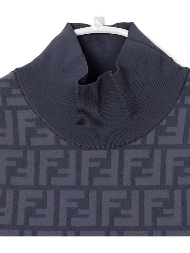 Luxury Fendi FF motif sleeveless midi dress blue