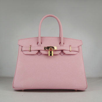 Luxury Hermes Birkin 30cm Togo Leather Handbags Pink Golden