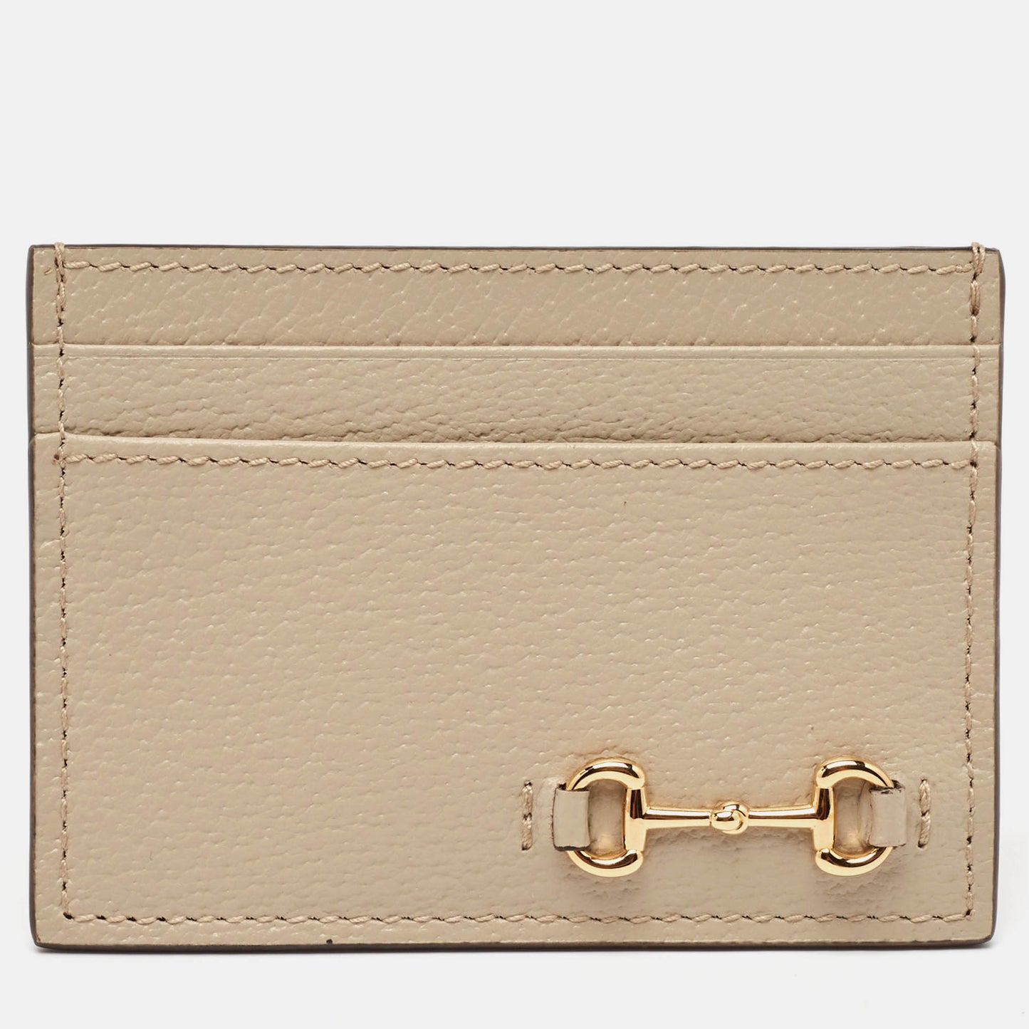 Luxury Gucci Trending 2025 Light Beige Leather Horsebit Card Case