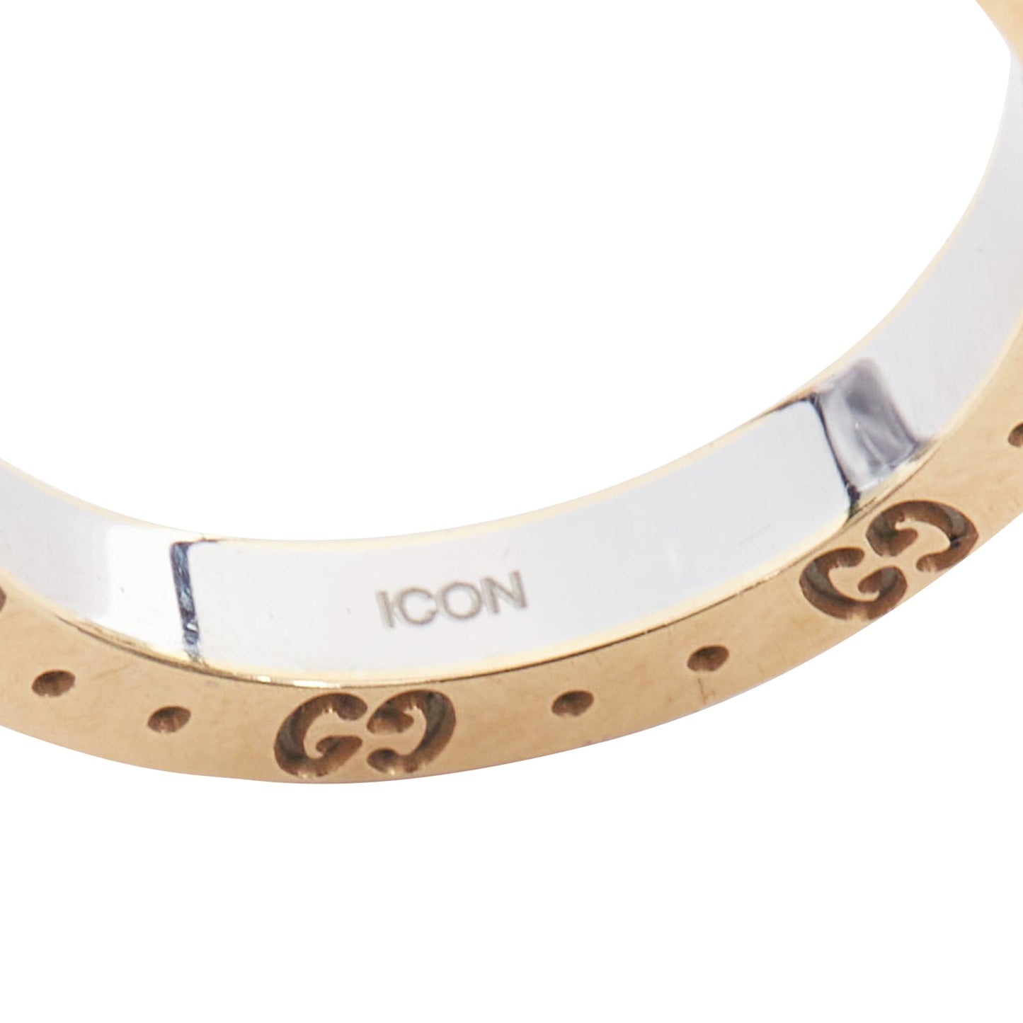 Gucci Silver Tone GG Monogram Engraved Ring