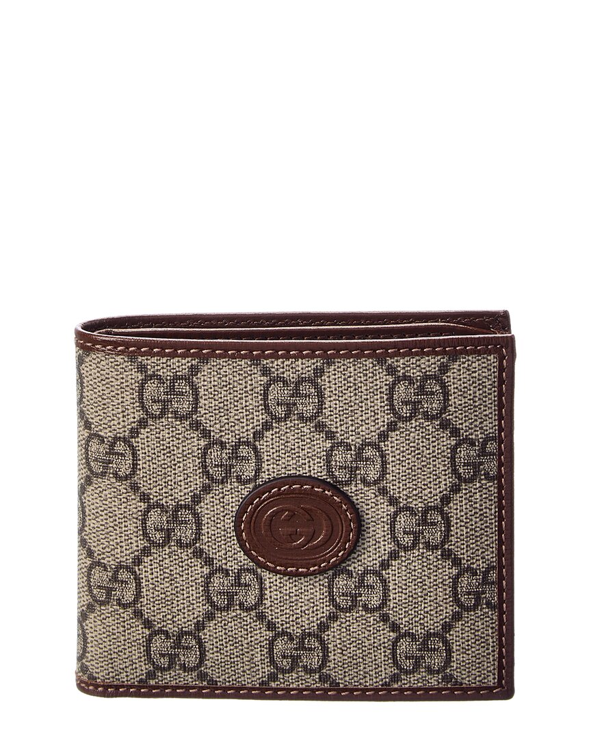 Gucci Interlocking G GG Supreme Canvas & Leather Bifold Wallet