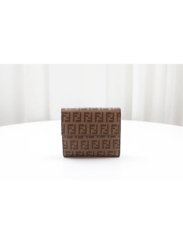 Luxury Fendi FF Logo PVC Juca Half Wallet Brown 8M0188