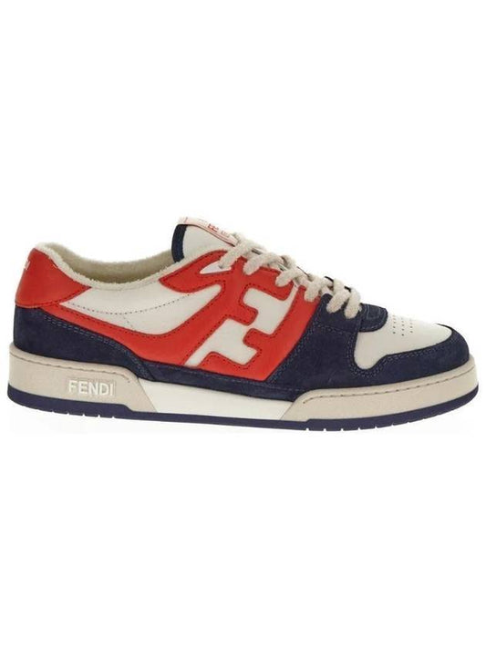 Luxury Fendi Match Suede Low Top Sneakers Blue Orange