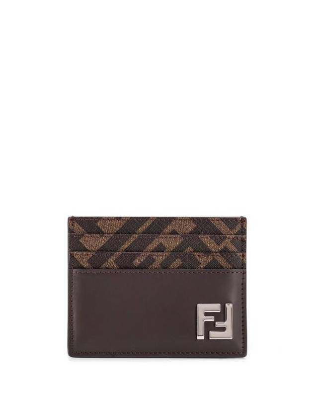 Luxury Fendi FF Square Leather Card Wallet Brown