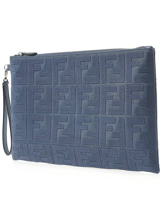 Luxury Fendi FF Logo Flat Large Clutch Bag Blue